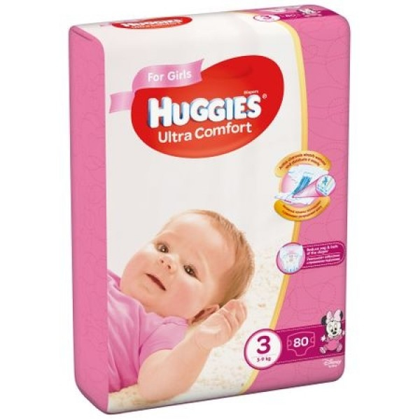 Huggies - Ultra Comfort Girl 3 scutece 5-9kg 80buc